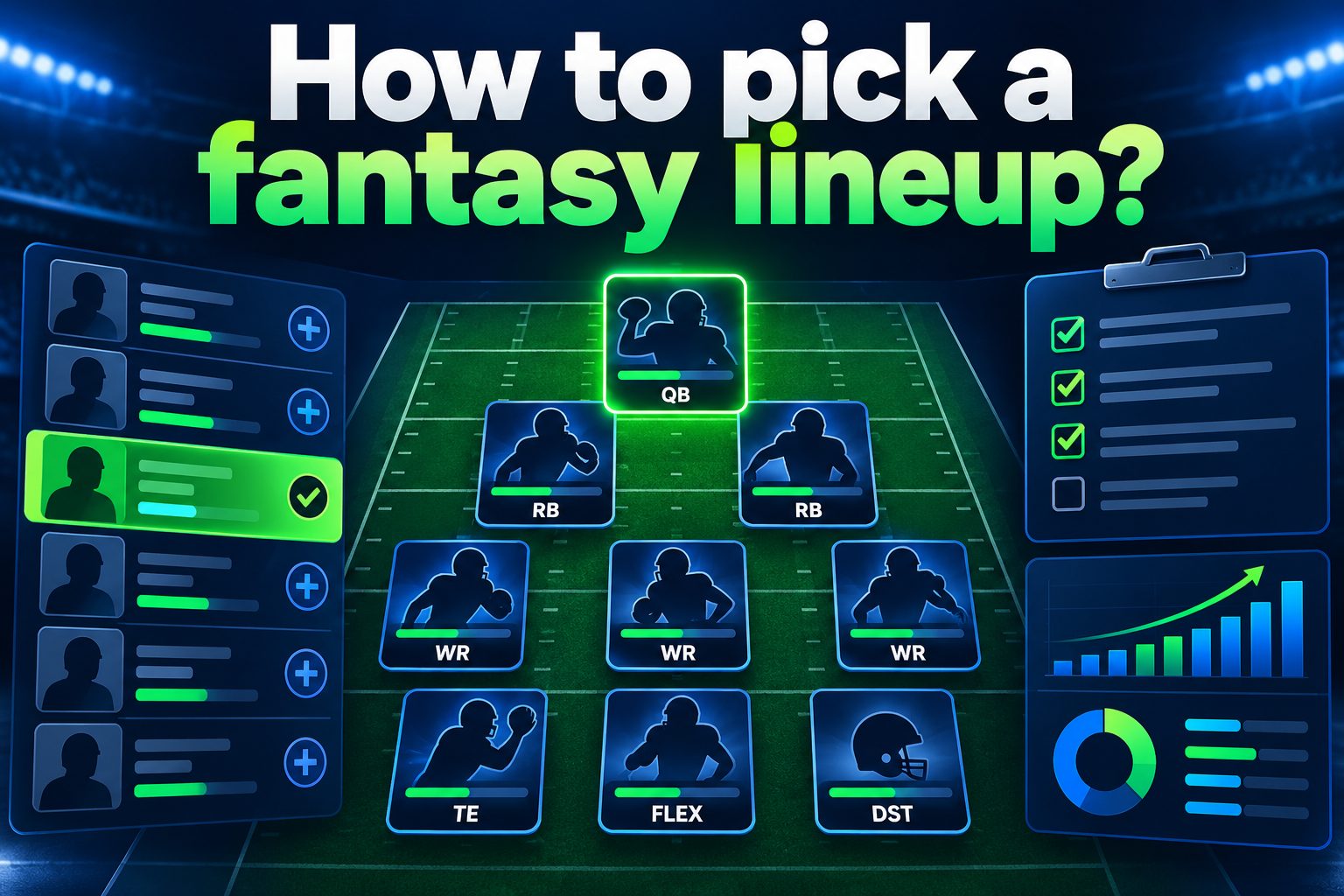 Fantasy football lineup strategy displayed on a laptop beside a football and draft notes